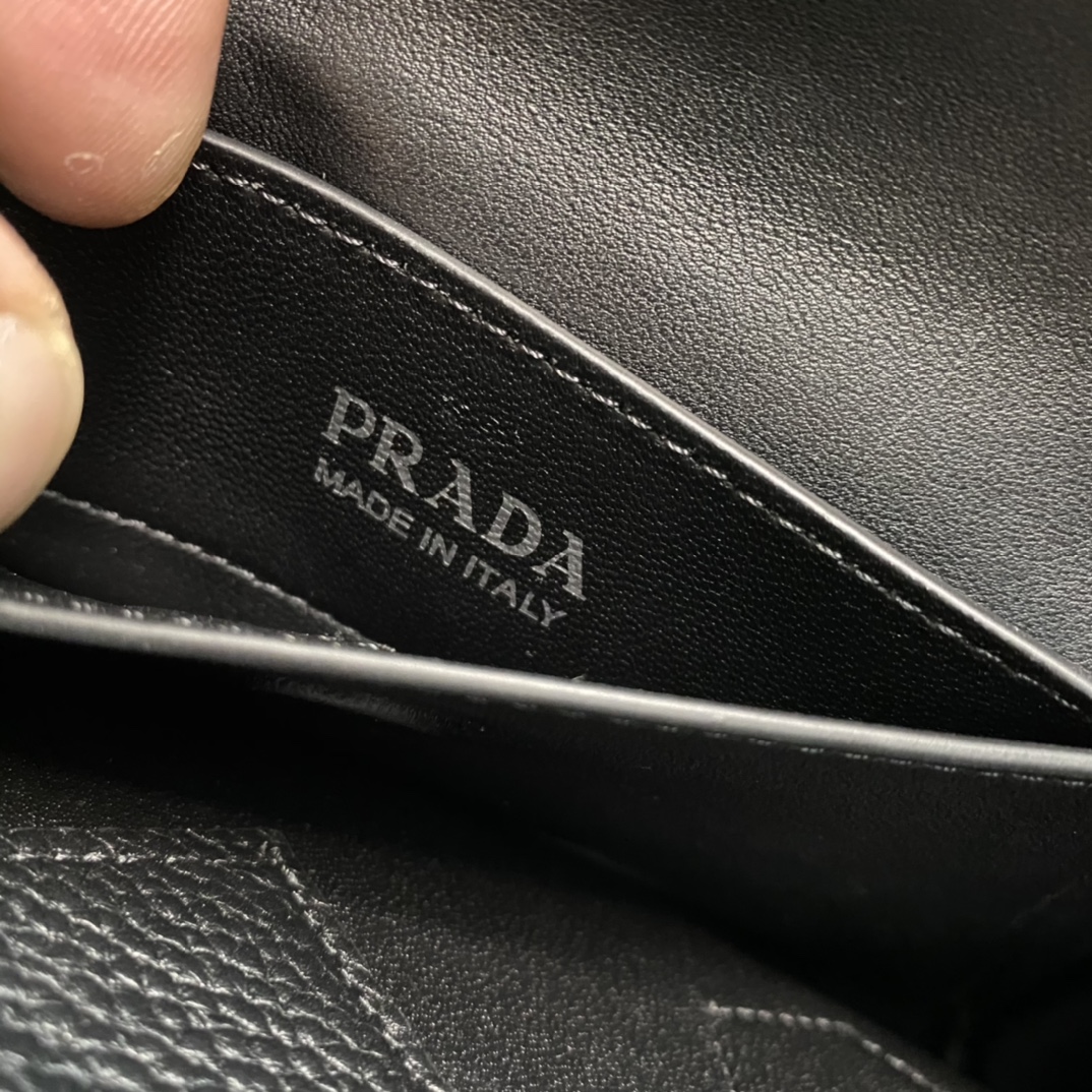 Prada Double Leather Mini Bag Shoulder Bag Black 1BG443